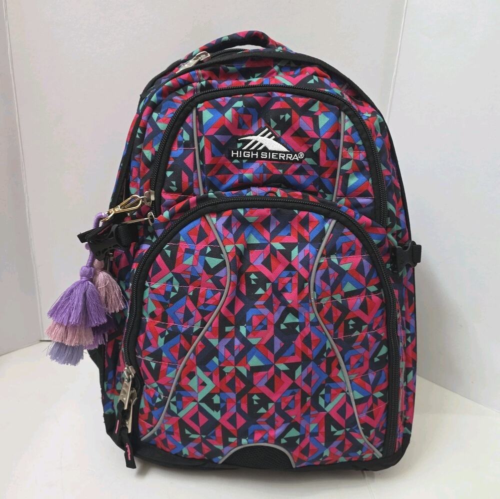 High Sierra Backpack Geometric Large Multi Pocket Laptop School Travel Bag 18x13